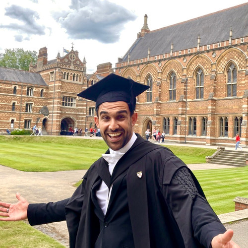 Jack in his gown and mortarboard on graduation day at Keble College, Oxford